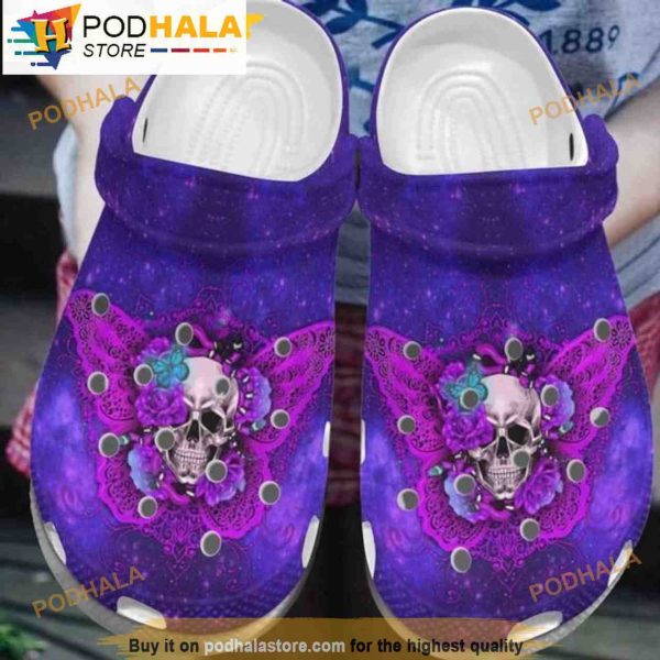 Skull Lover Roses Butterfly 3D Funny Crocs