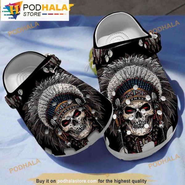 Skull Native American 3D Funny Crocs