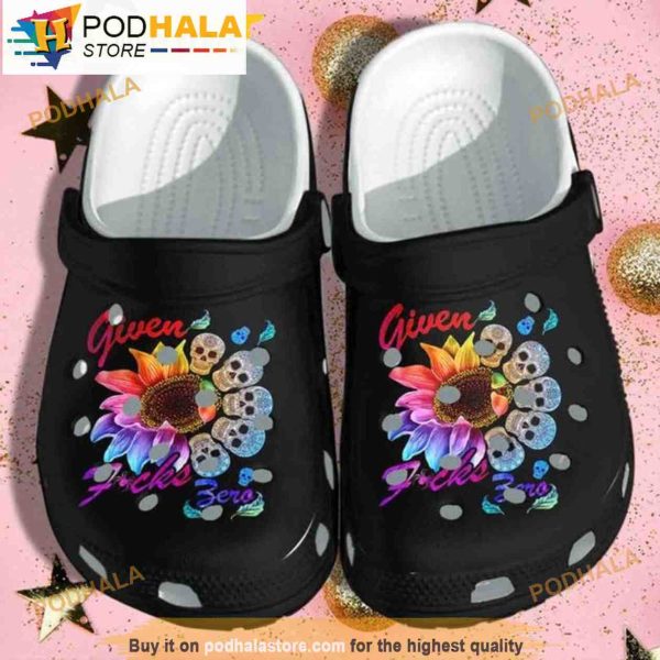 Skull Tattoo Sunflower Hippie Tattoo Women Hippie 3D Funny Crocs Clog Shoes