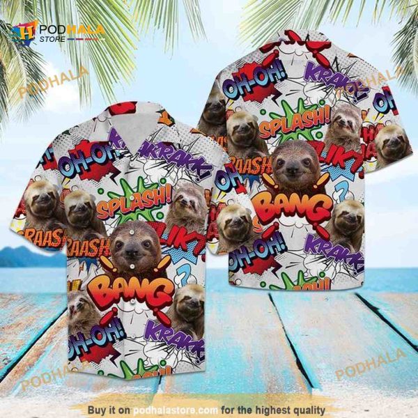 Sloth Pop Art Halloween Hawaiian Shirt, Halloween Gifts Ideas