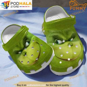 Smiling Grinch Face Christmas 3D Funny Crocs