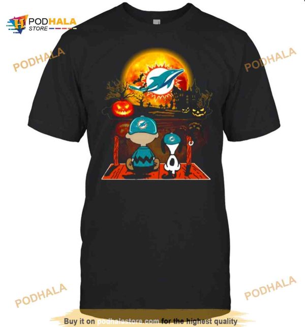 Snoopy And Charlie Brown Pumpkin Miami Dolphins Jackets Halloween Moon Shirt