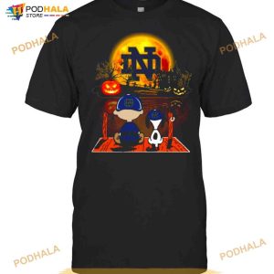 Snoopy And Charlie Brown Pumpkin Notre Dame Fighting Irish Halloween Moon Shirt