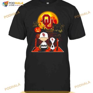 Snoopy And Charlie Brown Pumpkin Oklahoma Sooners Halloween Moon Shirt