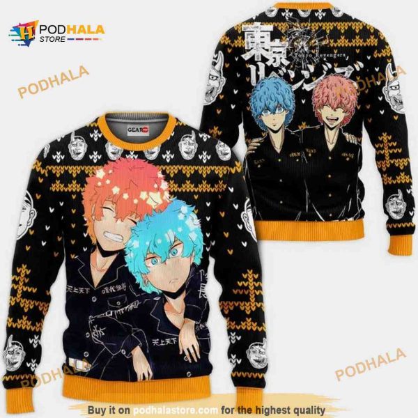 Souya Kawata And Nahoya Kawata Anime Tokyo Revengers Xmas Ugly Anime Christmas Sweater