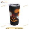 Spooky Happy Halloween With Cute Pumpkin And Bats Coffee Tumbler