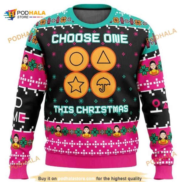 Squid Game Series Choose One Shape Ugly Sweater, Xmas Gifts