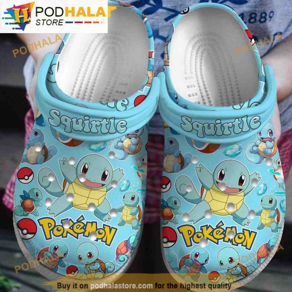 Squirtle Pattern Pokemon 3D Funny Crocs Clog Shoes