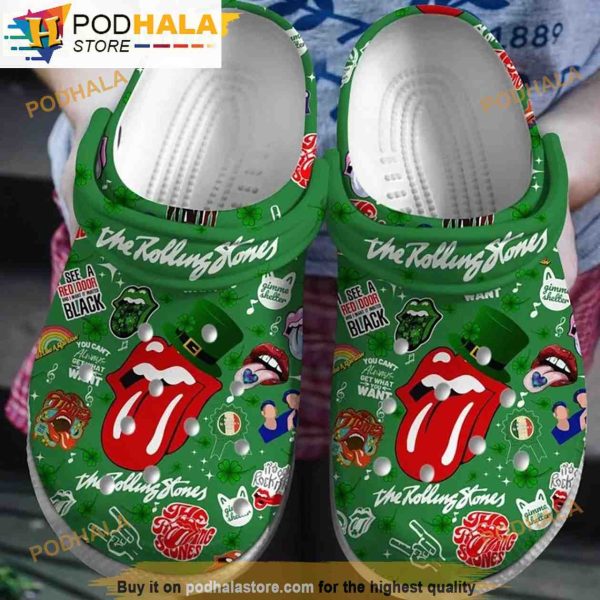 St Patrick’s Day Green Rolling Stone 3D Funny Crocs