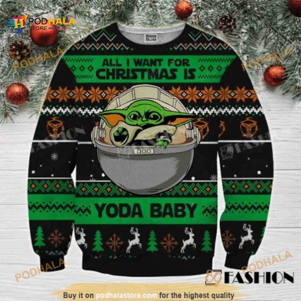 Star Wars All I Want For Christmas Is Yoda Baby Wool Sweater