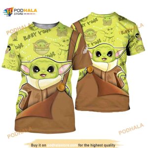 Star Wars Baby Yoda Brown Button Overalls Patterns Disney 3D Shirt