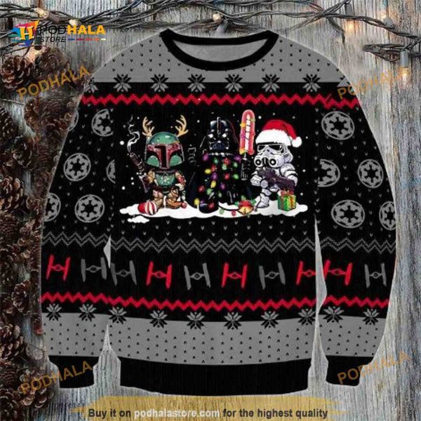 Star Wars Boba Fett Darth Vader Ugly Wool Xmas Sweater