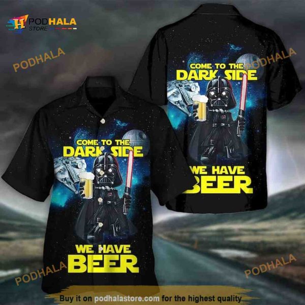 Star Wars Darth Vader Hawaiian Shirt, Come To The Dark Side We Have Beer Aloha Shirt