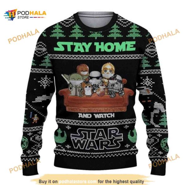 Star Wars Movies Stay Home Ugly Xmas Wool Sweater