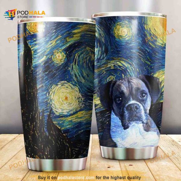 Starry Night Boxer Van Gogh Gift Travel Coffee Tumbler