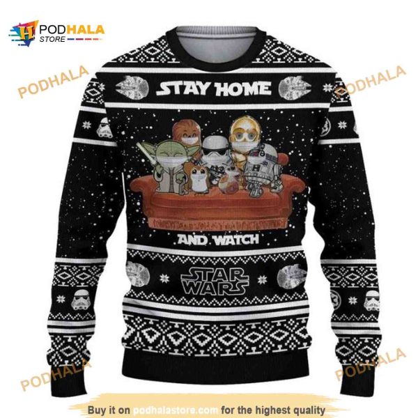 Stay Home and Watch Star Wars Movies Ugly Christmas Sweater, Xmas Gifts
