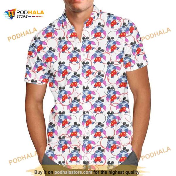 Stitch Dresses Up As Mickey All Over Print Hawaiian Shirt, Disney Aloha Shirt