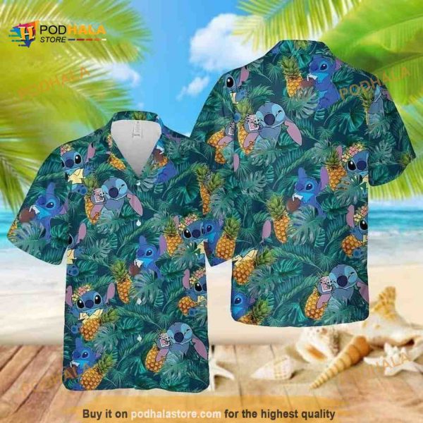 Stitch Hawaiian Shirt, Tropical Pineapple Disney Aloha Shirt