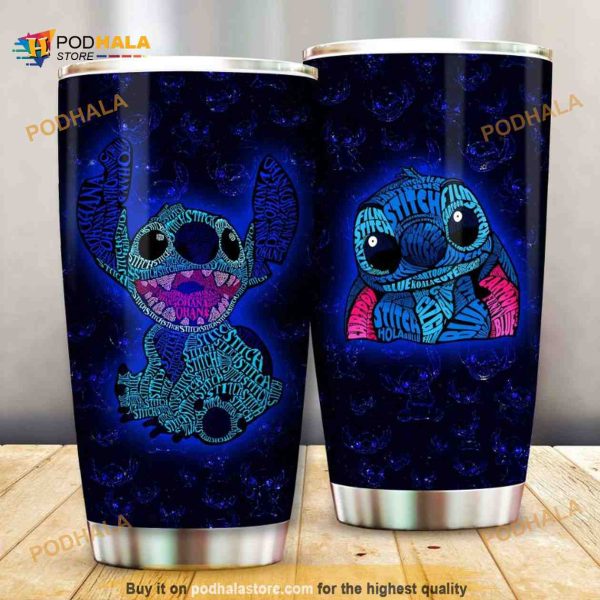 Stitch Ohana Beauty Art Words Gift For Lovers Travel Coffee Tumbler