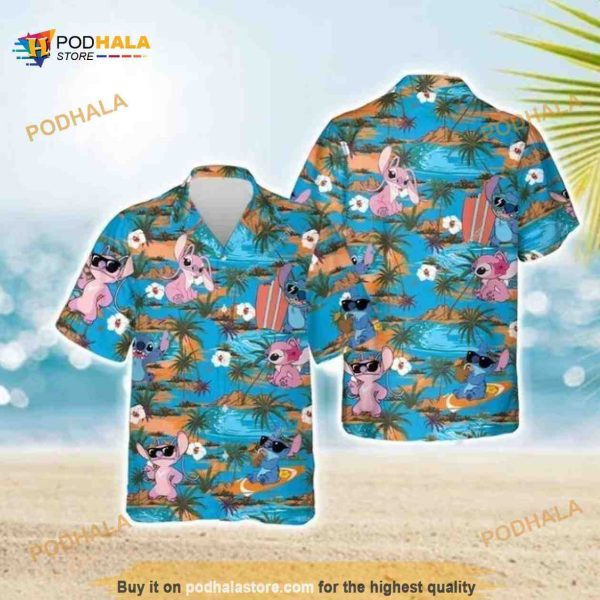Stitch Pink Hawaiian Shirt, Gift For Beach Lovers, Disney Aloha Shirt