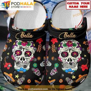 Sugar Skull Custom Name 3D Funny Crocs Clog Shoes