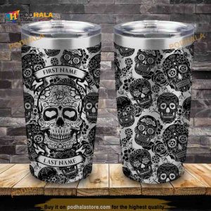 Sugar Skull Halloween Gift Travel Coffee Tumbler All Over Print