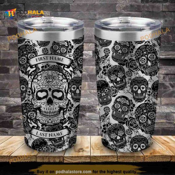 Sugar Skull Halloween Gift Travel Coffee Tumbler All Over Print