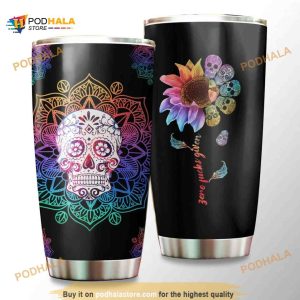 Sugar Skull Zero Given Flower Peave Hippie Coffee Tumbler