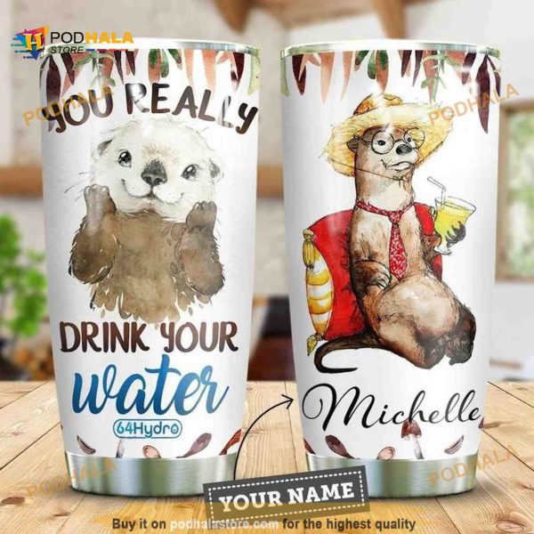 Summer Otter Personalized Gift Travel Coffee Tumbler