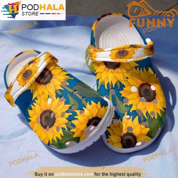 Sunflower 3D Funny Crocs Classic Clogs Shoes