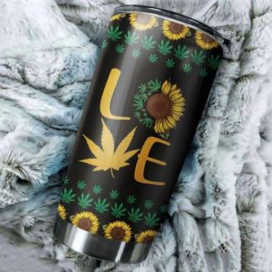 Sunflower And Pot Leaf Gift Travel Coffee Tumbler