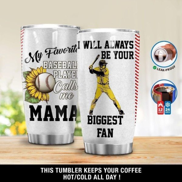 Sunflower Baseball Mom Stainless Steel Cup Coffee Tumbler