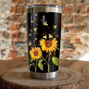 Sunflower Bee Honey Gift Travel Coffee Tumbler