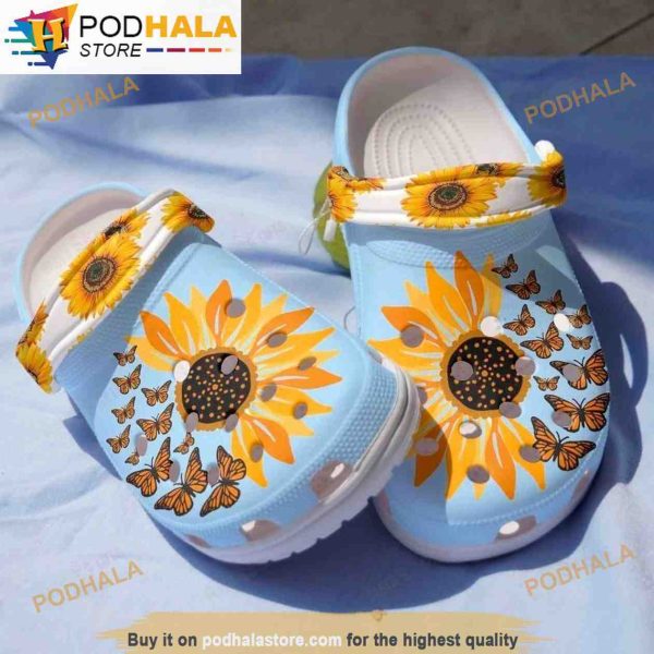Sunflower Blue 3D Funny Crocs Classic Clogs Shoes