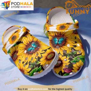 Sunflower Butterfly 3D Funny Crocs