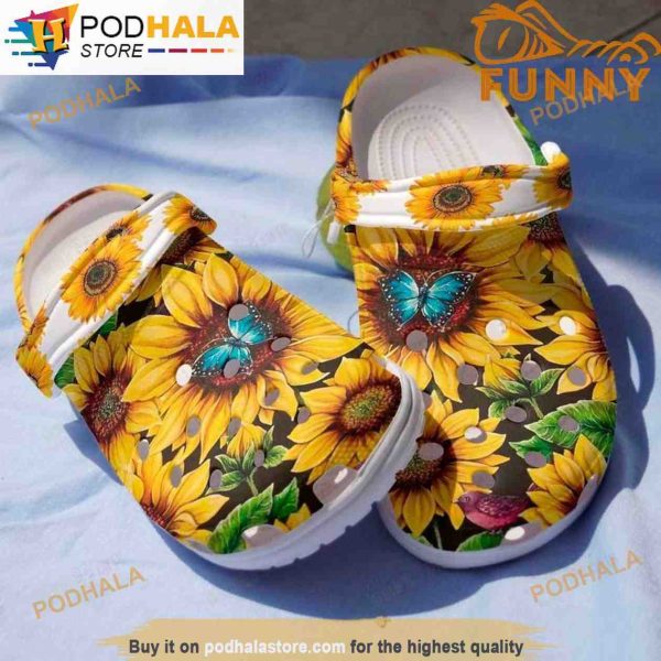 Sunflower Butterfly 3D Funny Crocs