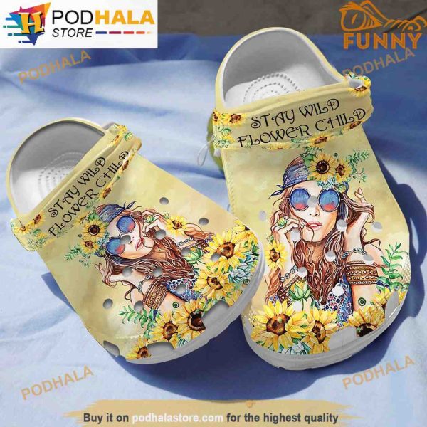 Sunflower Girl Hippie 3D Funny Crocs