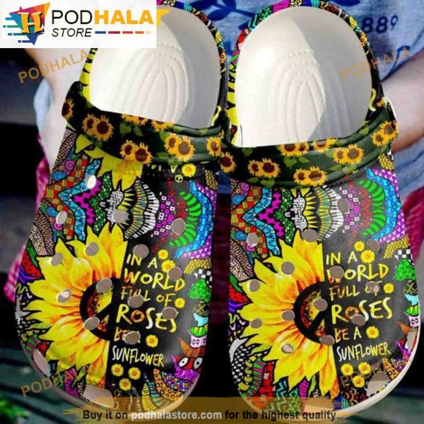 Sunflower Hippie Floral 3D Funny Crocs