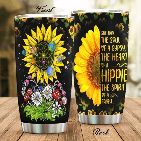 Sunflower Hippie Kod Stainless Steel Cup Coffee Tumbler