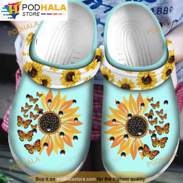 Sunflower Mint 3D Funny Crocs Classic Clogs Shoes