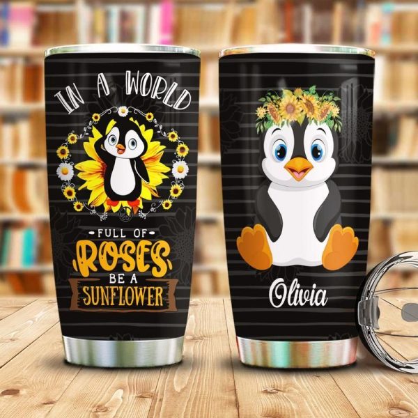 Sunflower Penguin Stainless Steel Cup Coffee Tumbler