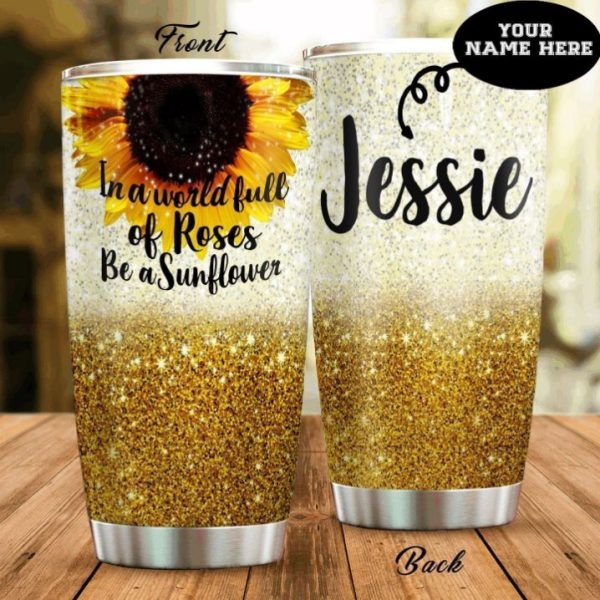 Sunflower Personalized Bling Bling Gift Travel Coffee Tumbler