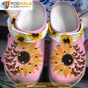 Sunflower Pink 3D Funny Crocs Classic Clogs Shoes