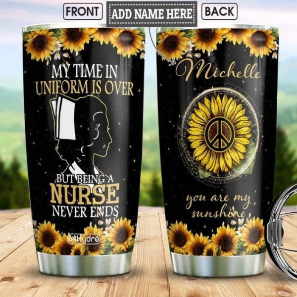 Sunflower Retired Nurse Hippie Personalized Coffee Tumbler