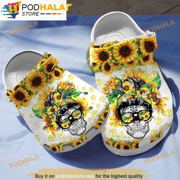 Sunflower Skull 3D Funny Crocs