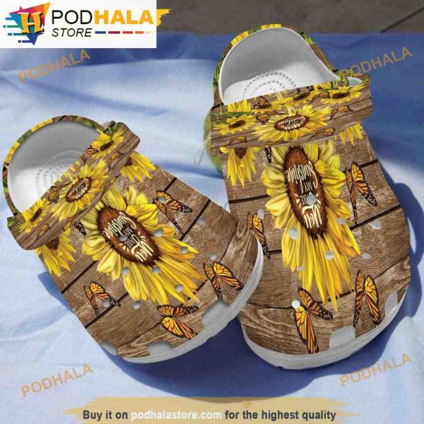Sunflower Wood You Are My Sunshine Butterfly 3D Funny Crocs