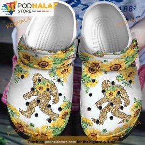 Sunflowers Bigfoot 3D Funny Crocs Clog Shoes