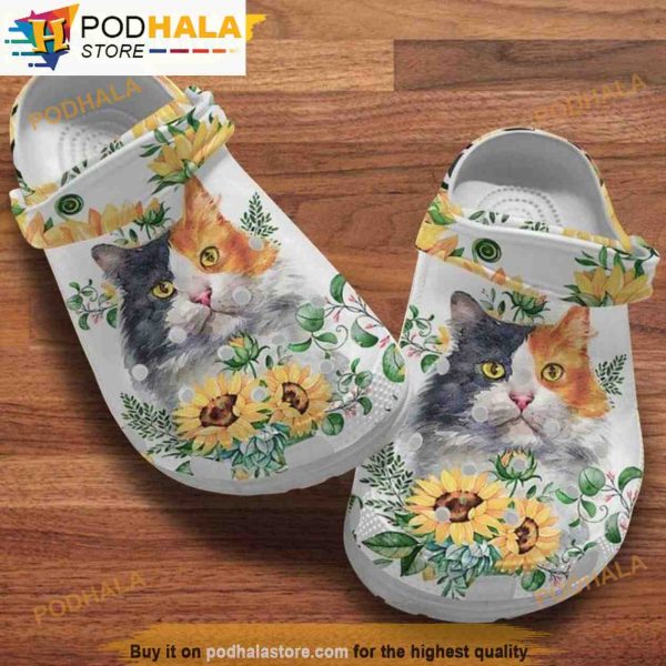 Sunflowers Kitten Cat 3D Funny Crocs