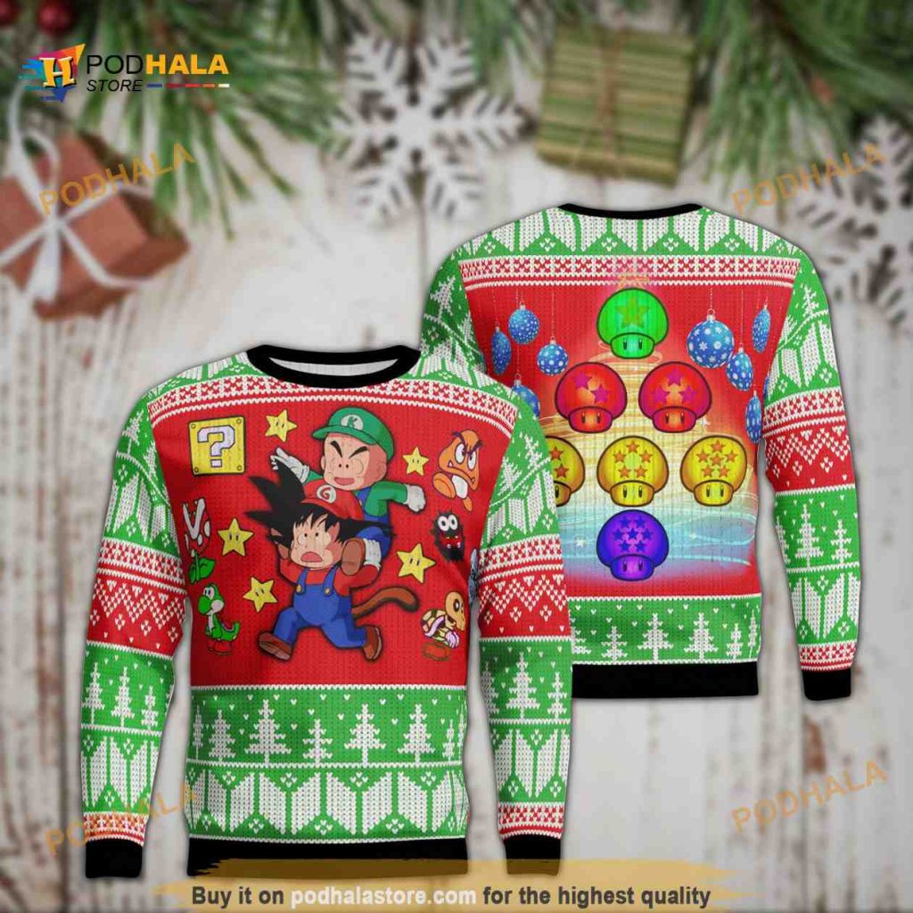 Super Mario Dragon Ball Ugly Christmas Sweater, Xmas Gifts