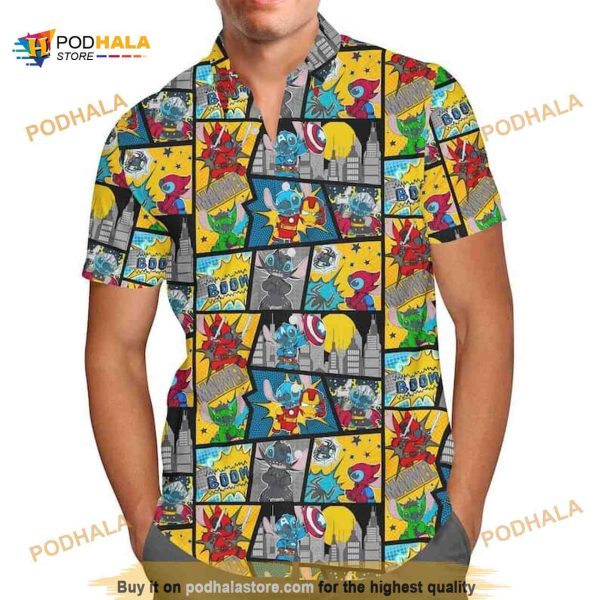 Superhero Stitch Funny Hawaiian Shirt Comic Book Gift For Disney Lovers